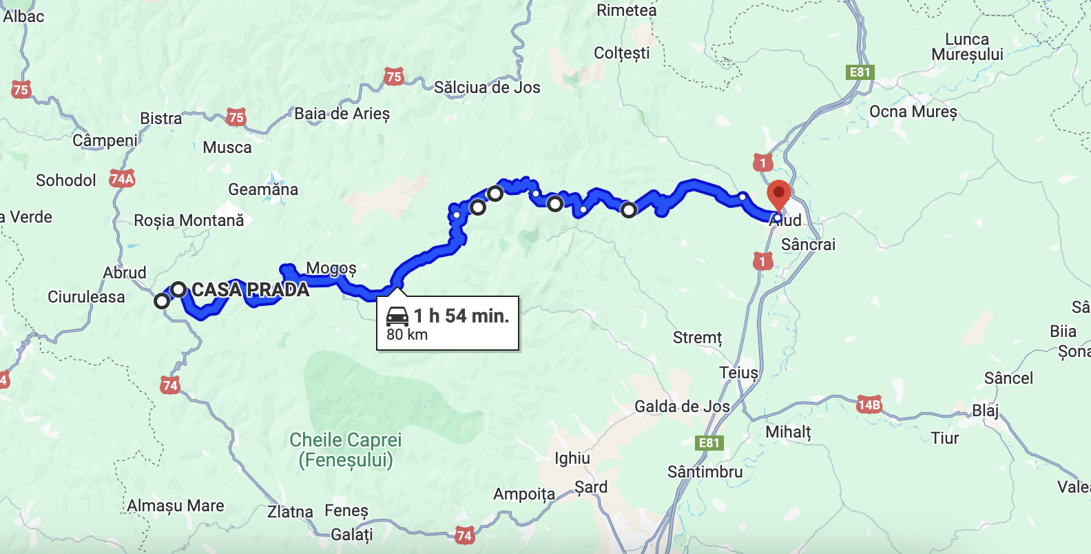 Harta și traseul Transapuseana