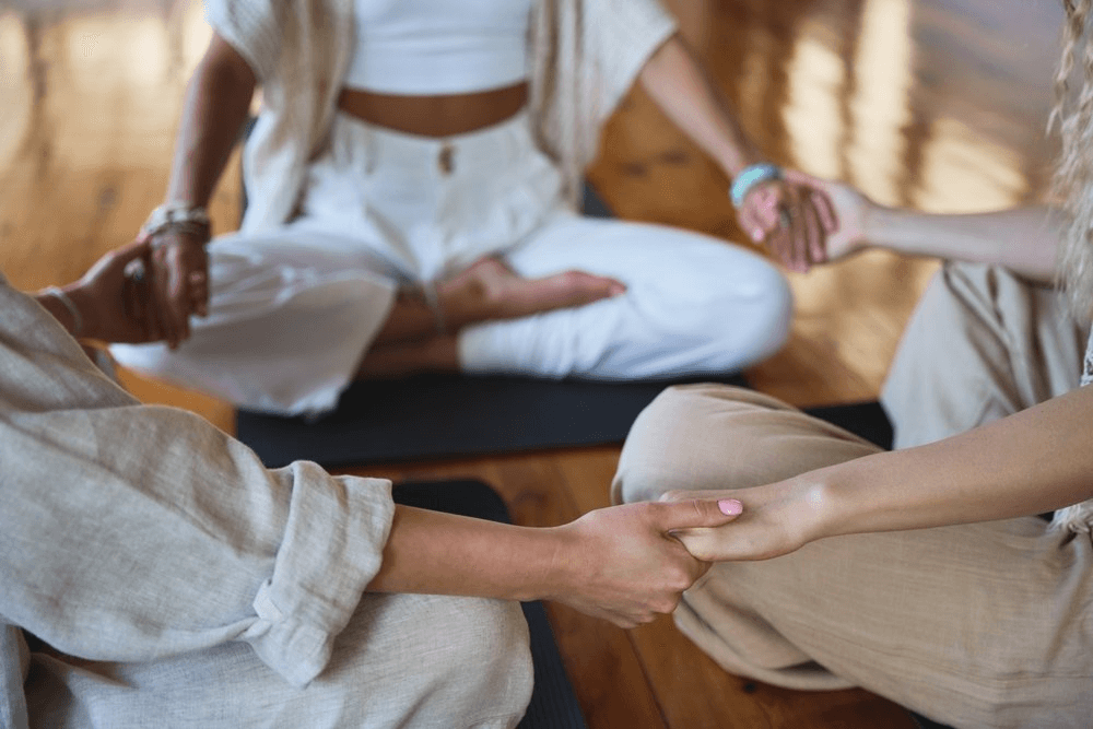 Group of women meditating