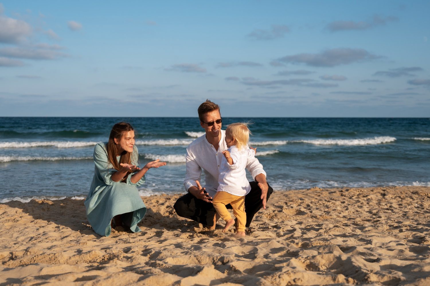 Young family on a seaside vacation