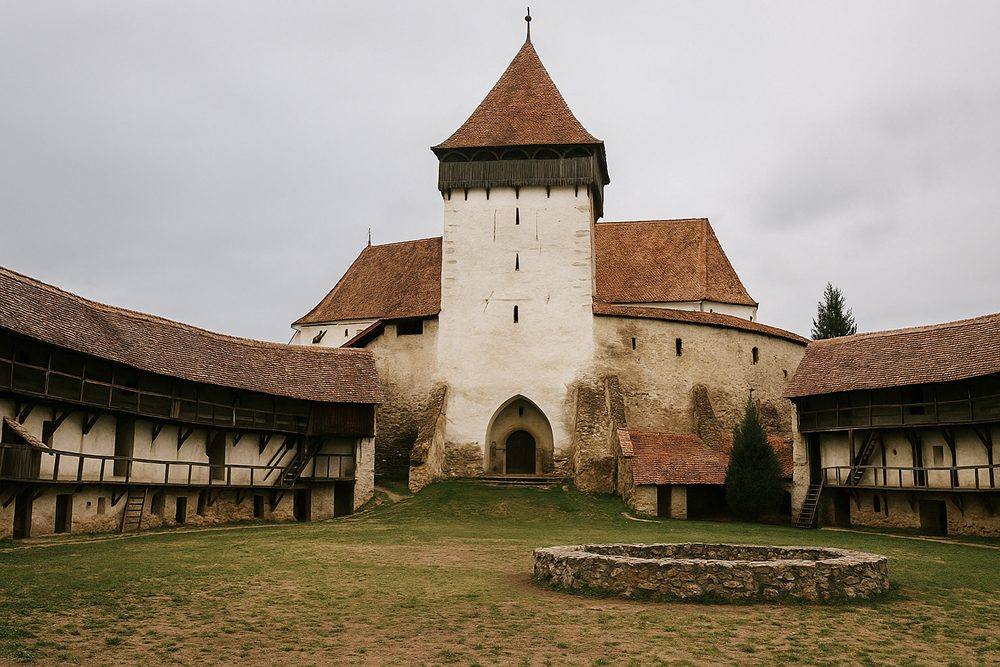 Bild mit der Kirchenburg in Birthälm (Biertan)