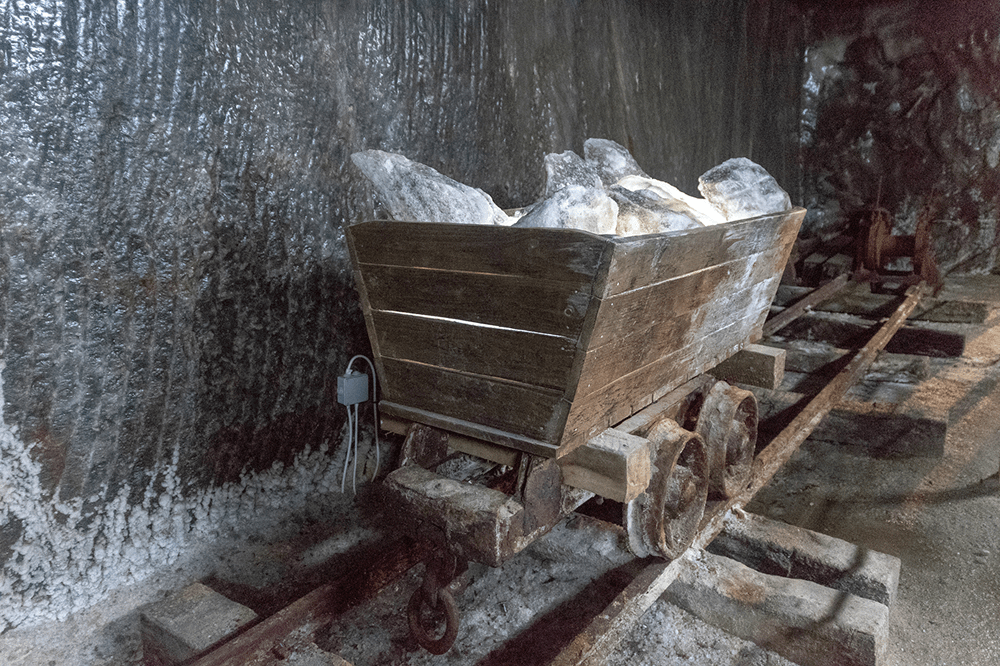 A relic of Romania’s salt economy: an old mine wagon at the Salina Turda